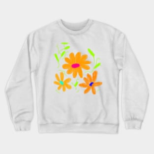 Orange green watercolor floral art Crewneck Sweatshirt